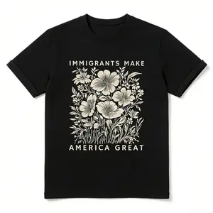 Immigrants Make America Great Oversize Unisex Anti-ICE Washed T-Shirt for Women and Men's Unisex Fit Batik Cotton Oversize Streetwear Menswear Super Soft Pre-Shrunk
