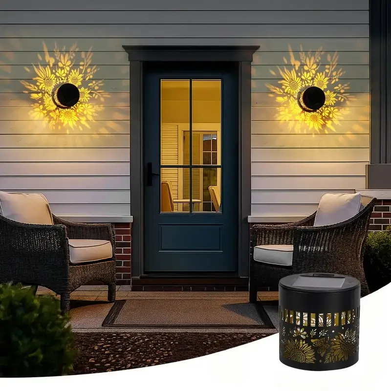 Solar Sunflower Wall Light, Rechargeable Security Lighting, Water-Resistant Pathway Decor, Outdoor Decorative Lights, Ideal for Balcony & Garden, Perfect Gift Set