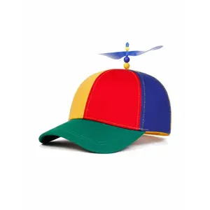 Colorful Helicopter Baseball Cap Neutral Adjustable Cute Baseball Helicopter Propeller Cap Snapback Cap with Spinning Rainbow Propeller for Festivals & Parties