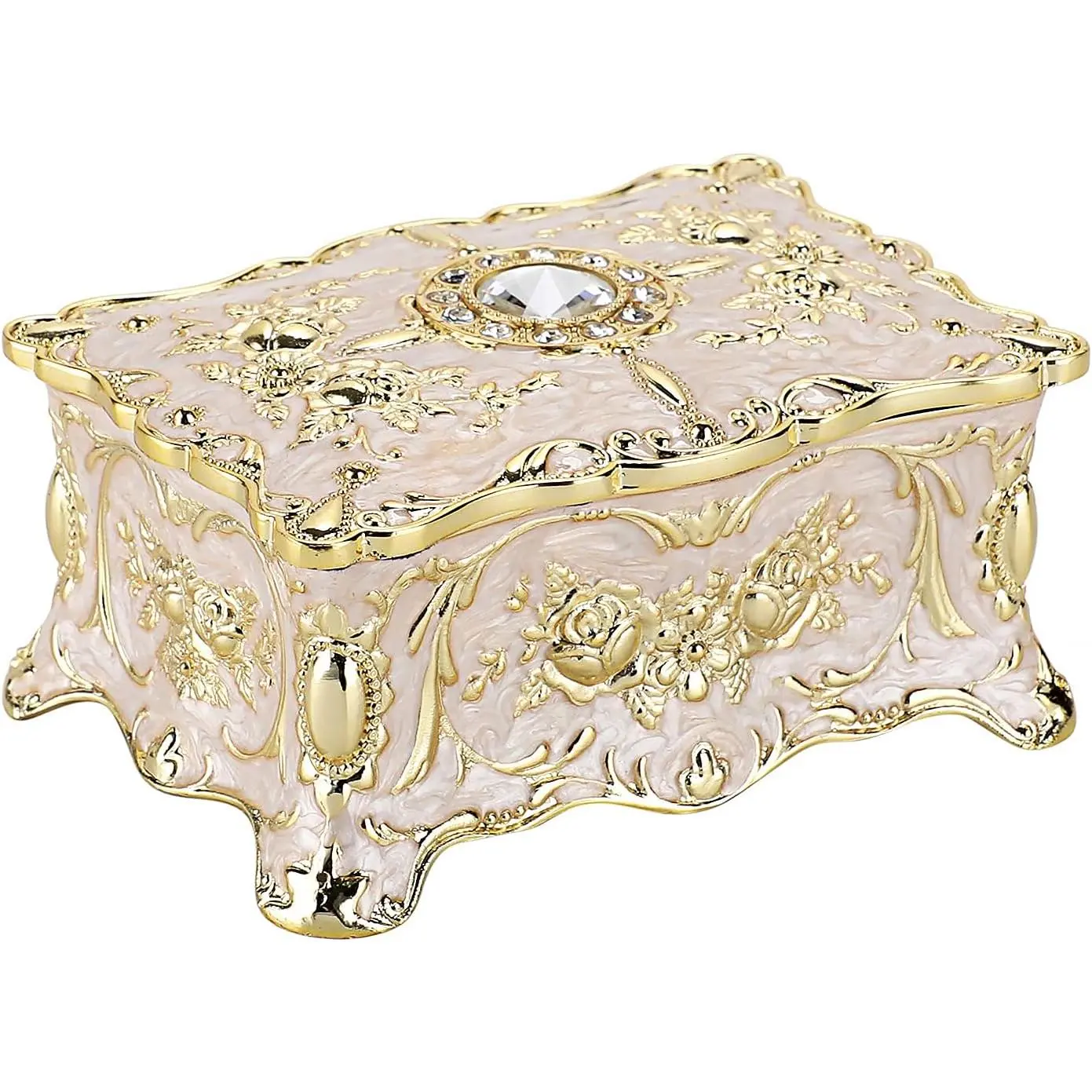 Retro Vintage Enamel Jewelry Box - 3.7x2.7x2 in Mini Storage Solutions, Room Accessories Organizer Storage Boxes for Women’s Home Keepsake Gift & Small Item Organization