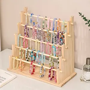 New Desktop Jewelry Stand, Durable Wooden Storage Box Organizer for Necklaces, Bracelets, Watches, Multi-Functional Display Rack
