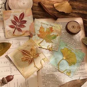 4-Pack Vintage Leaf Metal Bookmarks with Embossing and Chain Pendant, Ideal for Birthdays, Writers, Teachers, Readers, Stationery