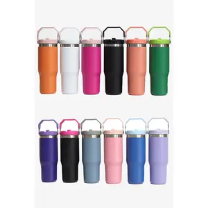 30 oz Tumbler With Handle And Flip Straw