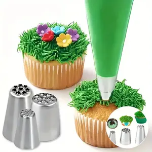 3 Pieces Grass Piping Tips Set,Cake Decorating Tips, Frosting Icing Tips for Cupcakes, Cake, Cookie and Decorating, Cake Decorating Kit
