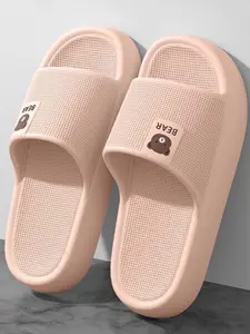 Women's Summer New Simple Casual Home Indoor Slippers Thick Sole Comfortable Couple Lightweight Durable Toe-Exposed Slippers Home Bathroom Soft Sole Slippers House Slippers Thick Soled Slippers
