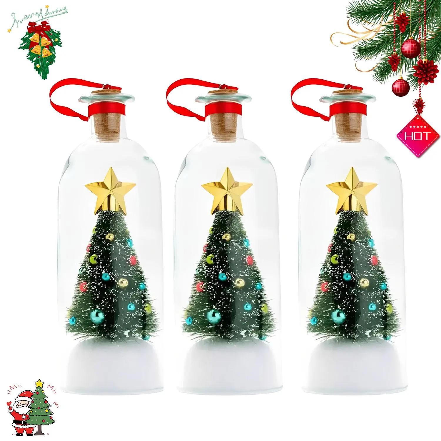 Christmas Tree Message in a Bottle Recording – Recordable Christmas Ornament with Voice Playback Cor – Unique Holiday Keepsake & Gift for Family and Friends & Winter Home Decor