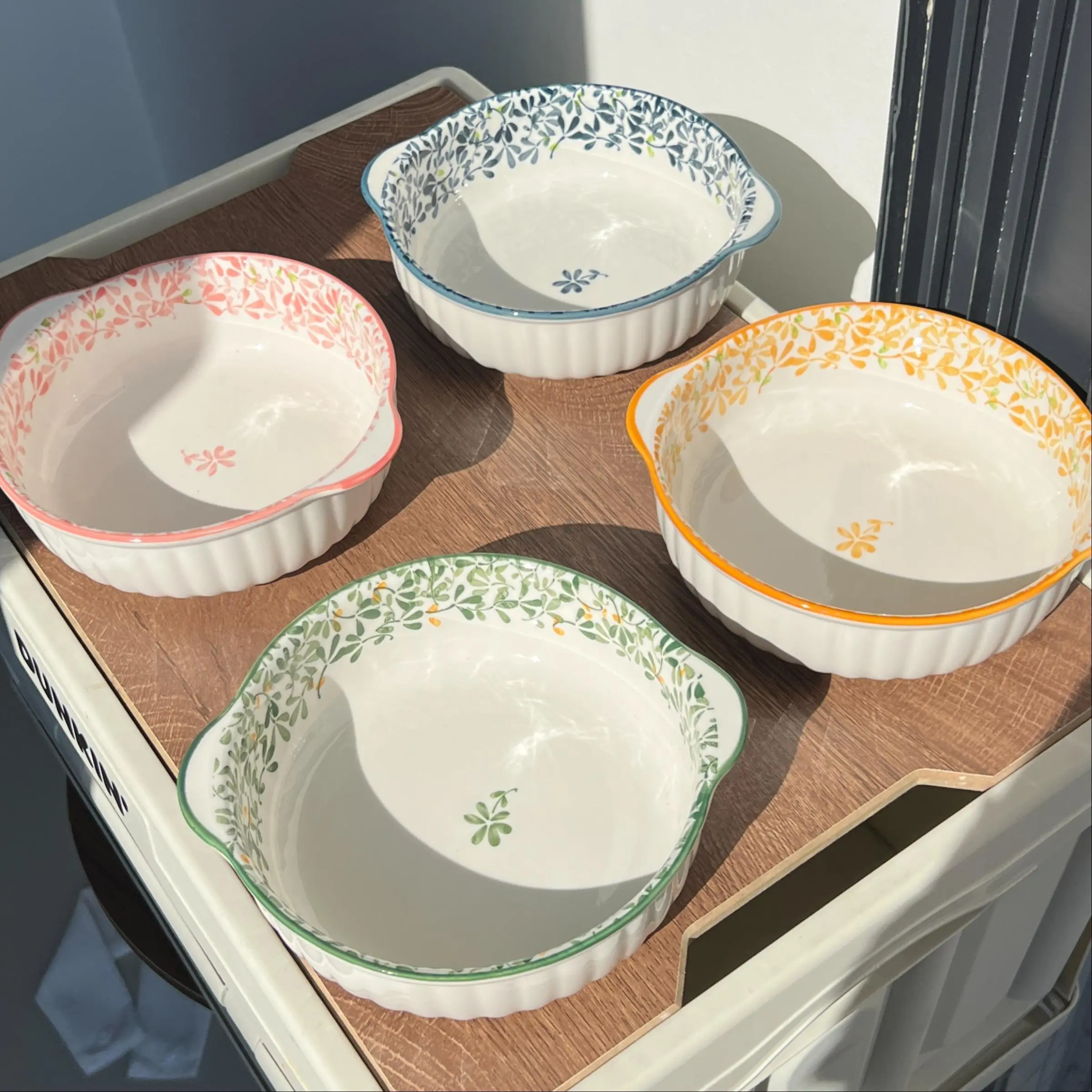 Ceramic Bowl, Large Capacity Double Ear Plate, Ceramic Pasta Bowls, Fruit Salad Noodle Cava Bowls Order, Modern Kitchen Tableware for Party, Hot Pot, Picnic, Barbecue, Durable Kitchenware, Kitchenware Ceramics, Serving Bowls
