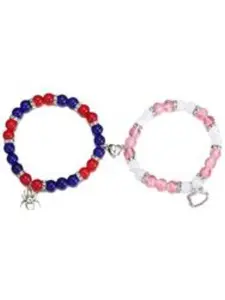Fashion Spider & Net Design Charm Beaded Bracelet, Casual Simple Half Magnetic Heart Charm Jewelry for Party, Daily Clothing Decor, Xoxo Style Bracelet