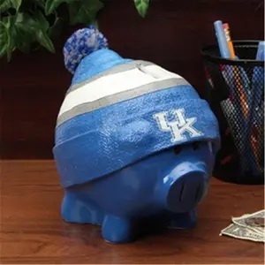 212 MAIN Kentucky Wildcats Resin Handpainted Coin Piggy Bank - Large, Cash Coin Jar With Hat, Resin Mold, Large Size