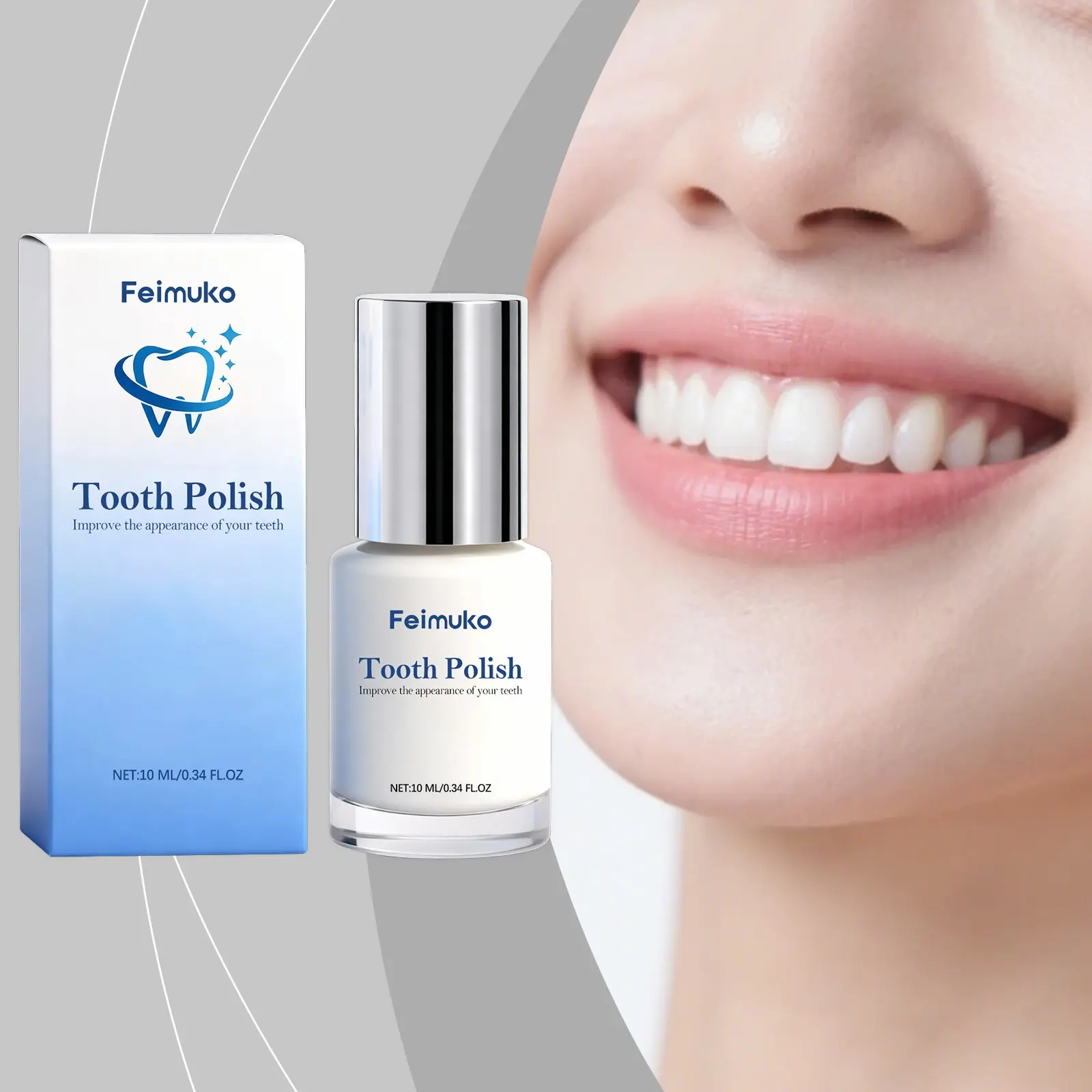 Tooth Polish, Tooth Paint, Cosmetic Teeth Polishing Liquid for Improving Teeth Appearance, Teeth Stain Cleaner, Brush-On Formula, Portable Oral Care, Teeth Brightener, Teeth Whitener, Whitening, 10 ML/0.34 FL.OZ