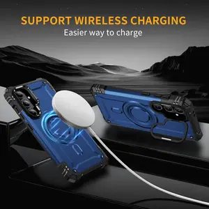 for Samsung Galaxy S24 ultra, Compatible with MagSafe, Double Military-Grade Protective, Camera Built-in Metal Stash Stand, Shock-Proof Phone Case Protection Cover, Accessories, Smartphone