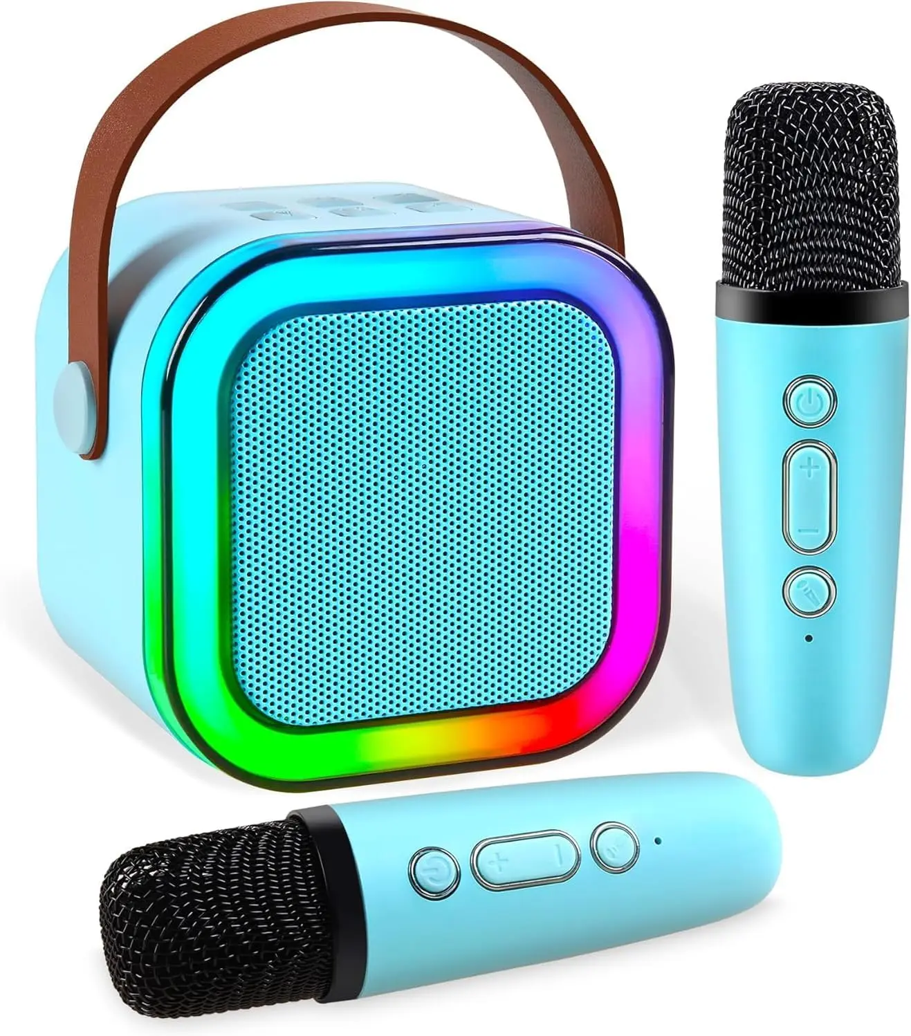 Mini Karaoke Machine for Kids Teen Adults Kids Karaoke Machine with 2 Wireless Microphones and LED Lights Toys for Party Home
