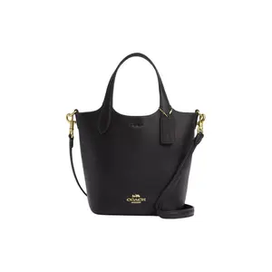 COACH Hanna 18 Magnetic Snap Dual-Leather Bucket Bag in Gold and Black for Women