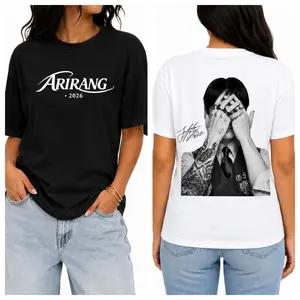Womenswear Women's Kpop Bangtan 7-Member Merch T-Shirt - 2026 World Tour Fan Gift Top