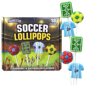 Soccer Lollipops, Ball, Jersey, and Field Individually Wrapped Suckers, Sports Party Favor Candy, 18 Count