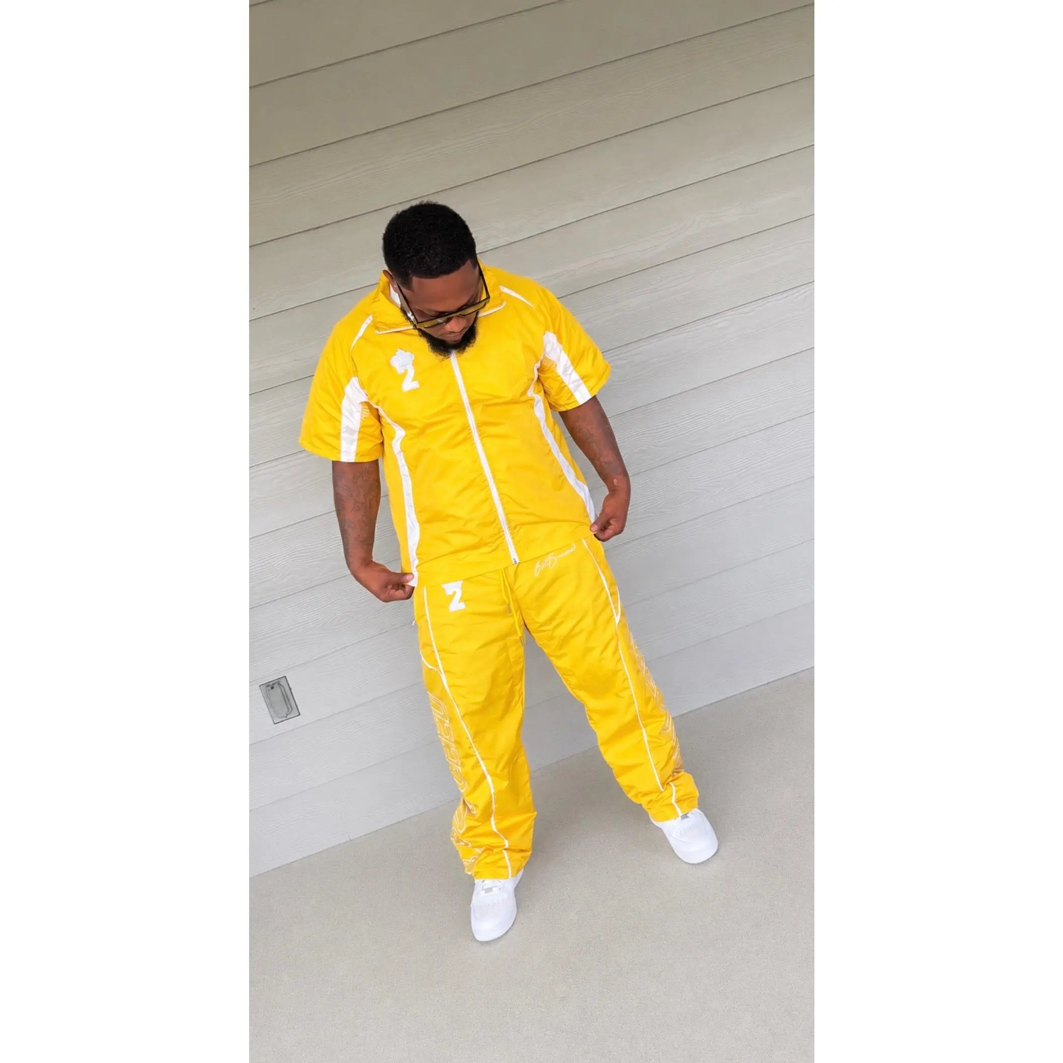 B2Succeed “Blessed” Windbreaker Tracksuit Set – Yellow/White