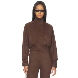 superdown Ayla Faux Suede Jacket in Brown