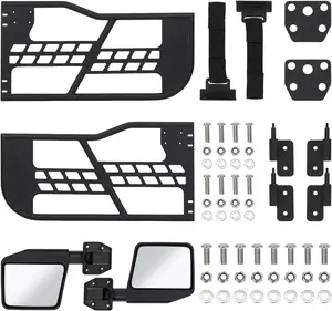 Tube Doors with Side View Mirrors for Jeep Wrangler TJ 2007-2018, Off Road Steel Half Doors, Direct OE Hinge Mount, Black Powder Coated (2 Door Set)