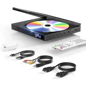 1080P HD Mini DVD Players, All Region Free DVD Player, Supports HDMI/RCA/USB/AUX, Memory Playback & Remote Control, NTSC/PAL, for TV