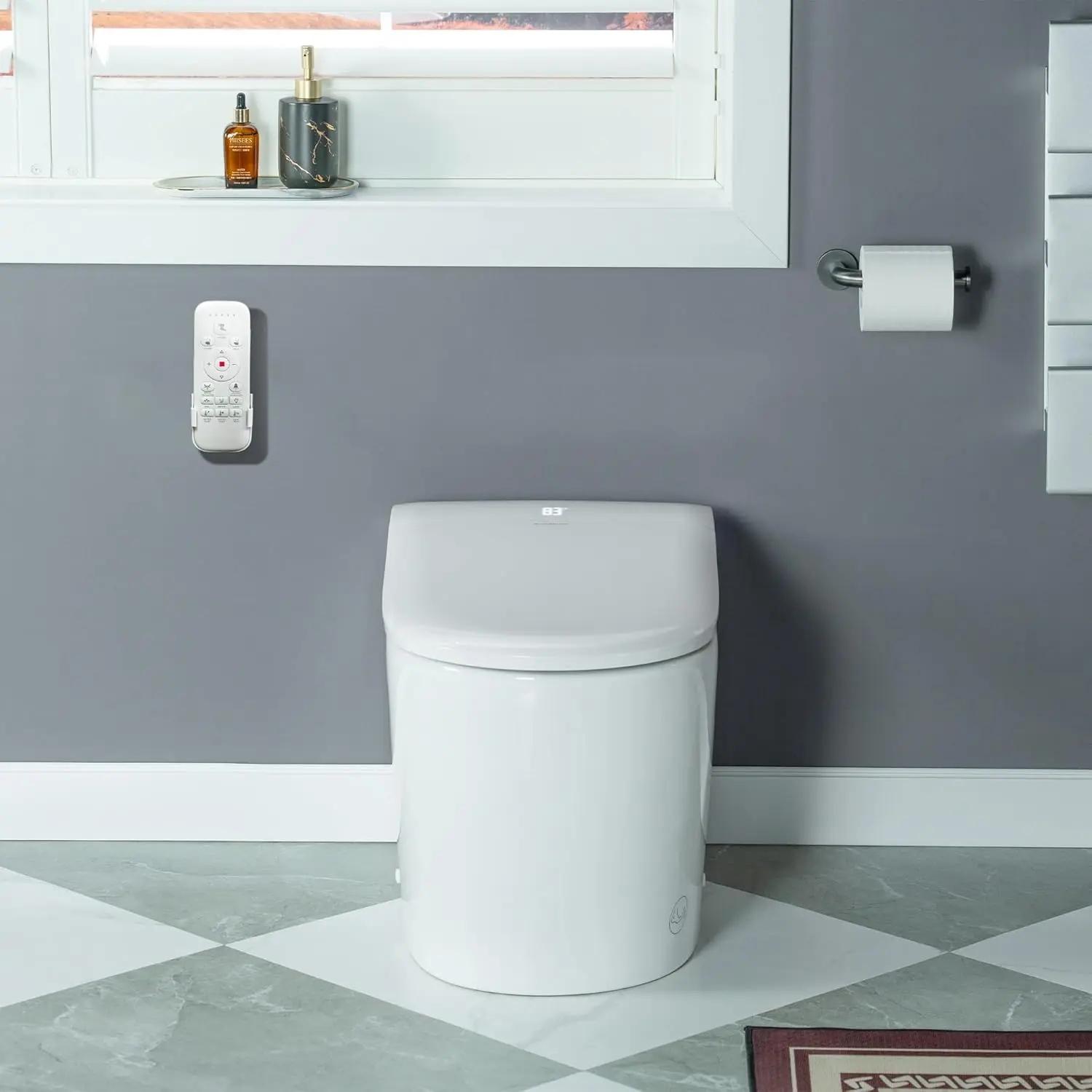 WOODBRIDGE ADA Height Smart Toilet – Auto Lid Open/Close, Foot Sensor, Zero Pressure System, Aromatherapy System, Self-Cleaning Nozzle, Multi-Function Washing & Warm Air Dry