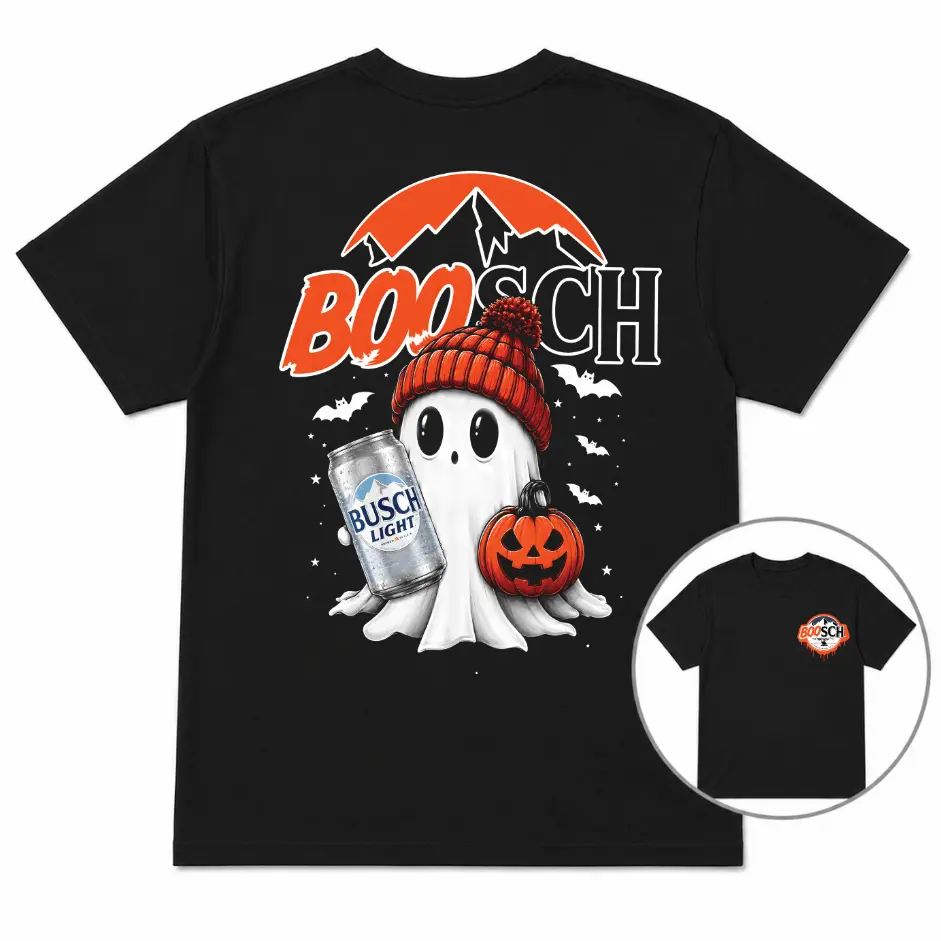 Funny BooSch Ghost Beer Halloween T-Shirt, Busch Light Drinking Ghost Graphic Tee, Spooky Fall Party Shirt, Boo Crew Halloween Gift for Beer Lovers