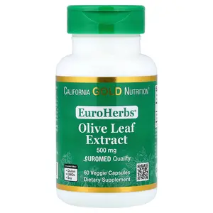 California Gold Nutrition EuroHerbs™, Olive Leaf Extract, Euromed Quality, 500 mg, 60 Veggie Capsules