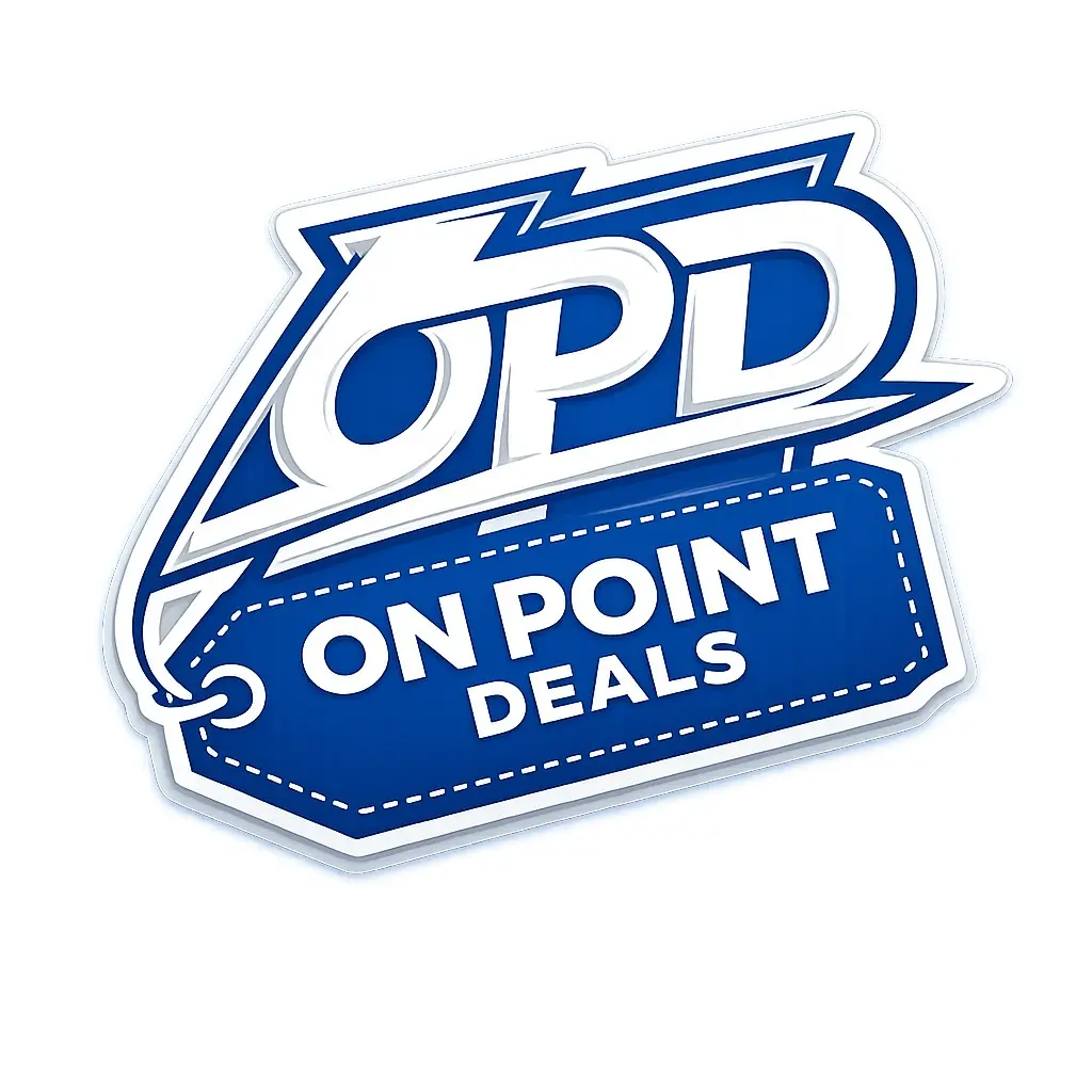 On Point Deals Sticker - Color Blue and White Sticker