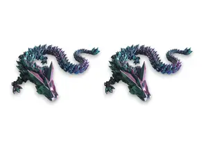 PowerTRC 2PCS 3D Printed Dragon (Tri-Color Red Blue Green) - Extra Large Flexible Fidget 3D Printed Crystal Dragon Toy, Gift Bag Filler, Desk Decoration, Party Favor, Easter Basket Stuffers (24 Inch Dragon)