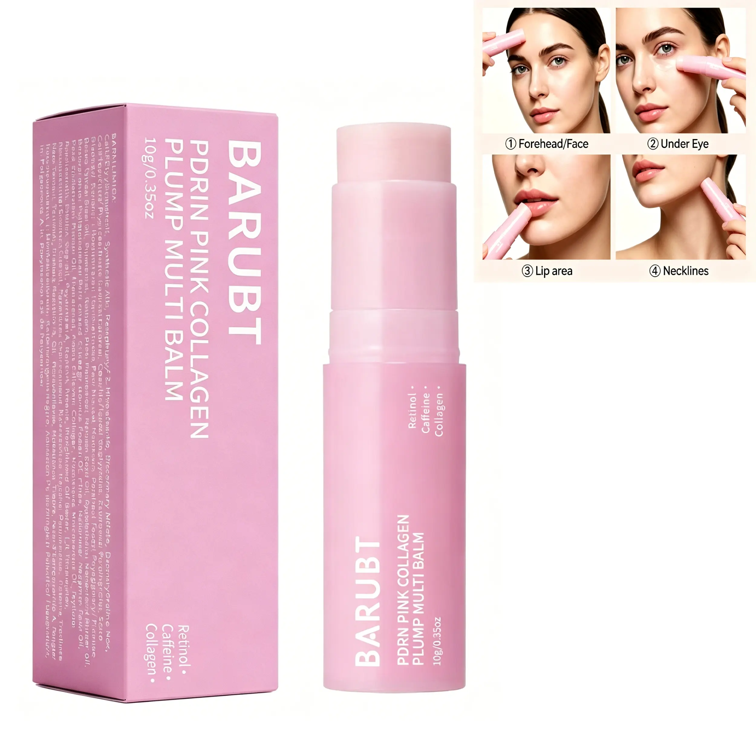 PDRN Pink Collagen Multi Balm Stick | Anti-Aging Balm with Volufiline, PDRN & NAD+ | Firming Moisturizer for Lips, Eyes, Neck, Forehead & Smile Lines | 10g
