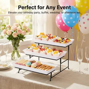 3-Layer Unbreakable Plastic Dessert Display Stand Organiser Rack - Holds Fruits, Candies, Nuts - Suitable for Birthdays, Weddings - Kitchenware Tableware Decoration, Wedding