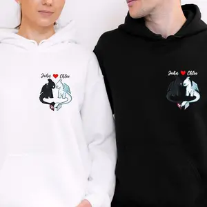 Custom Toothless And Light Fury Couple Hoodie Cute Toothless Couple Matching Sweater, Toothless Couple Dragon Hoodie, Gift For Couple