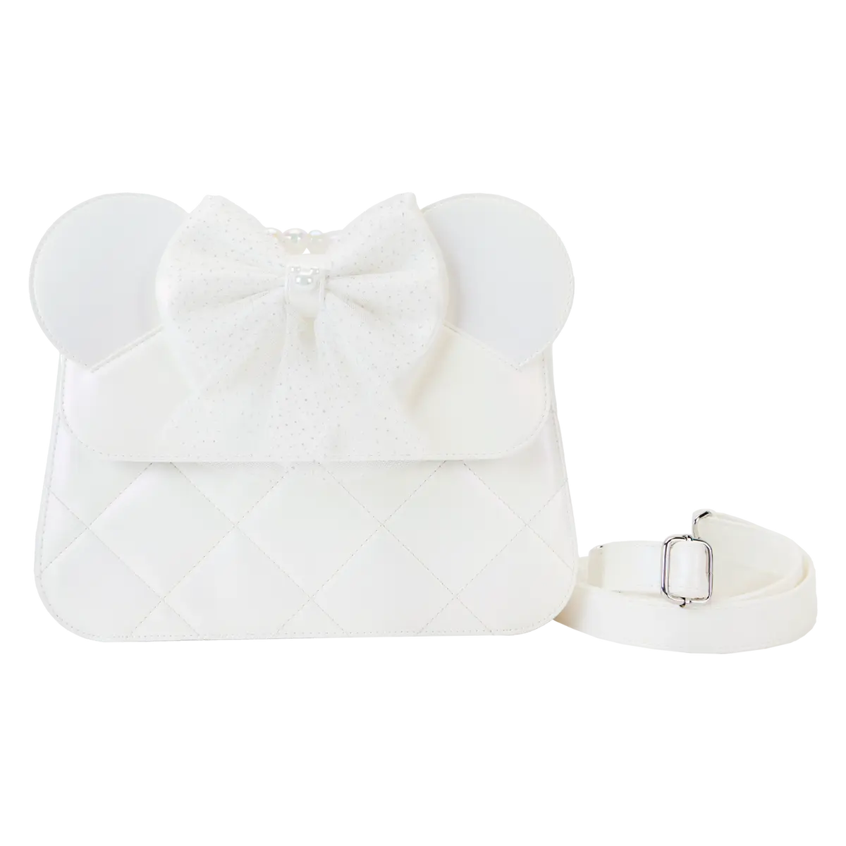 Minnie Mouse Iridescent Wedding Crossbody Bag, Crossbody Purse Handbags, Adjustable, Quilted, Vegan Leather, Fashionable Bag, Special Day, Glitter Holographic Women's Crossbody & Shoulder Bags
