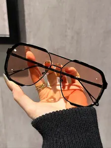 Unisex Vintage Metal Frame Sunglasses, Trendy Casual Thin Sunglasses for Everyday Use, Modern Fashion Accessories for Outdoor Activities