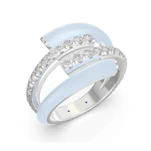 Vida Lab Diamonds Ceramic Chic Double Wrap Ring, Sterling