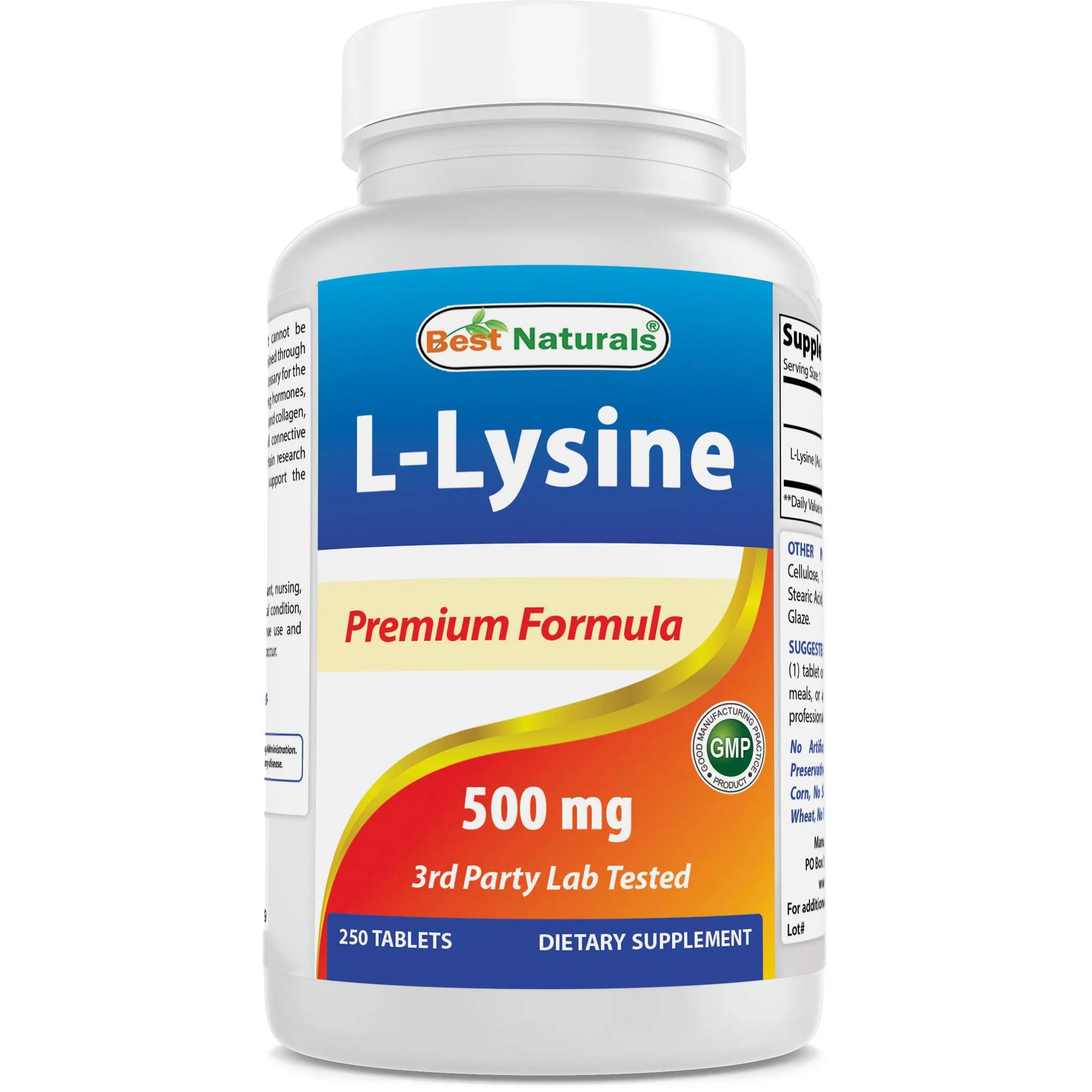 L-Lysine 500 mg 250 Tablets Supplement Dietary Edible Fitness