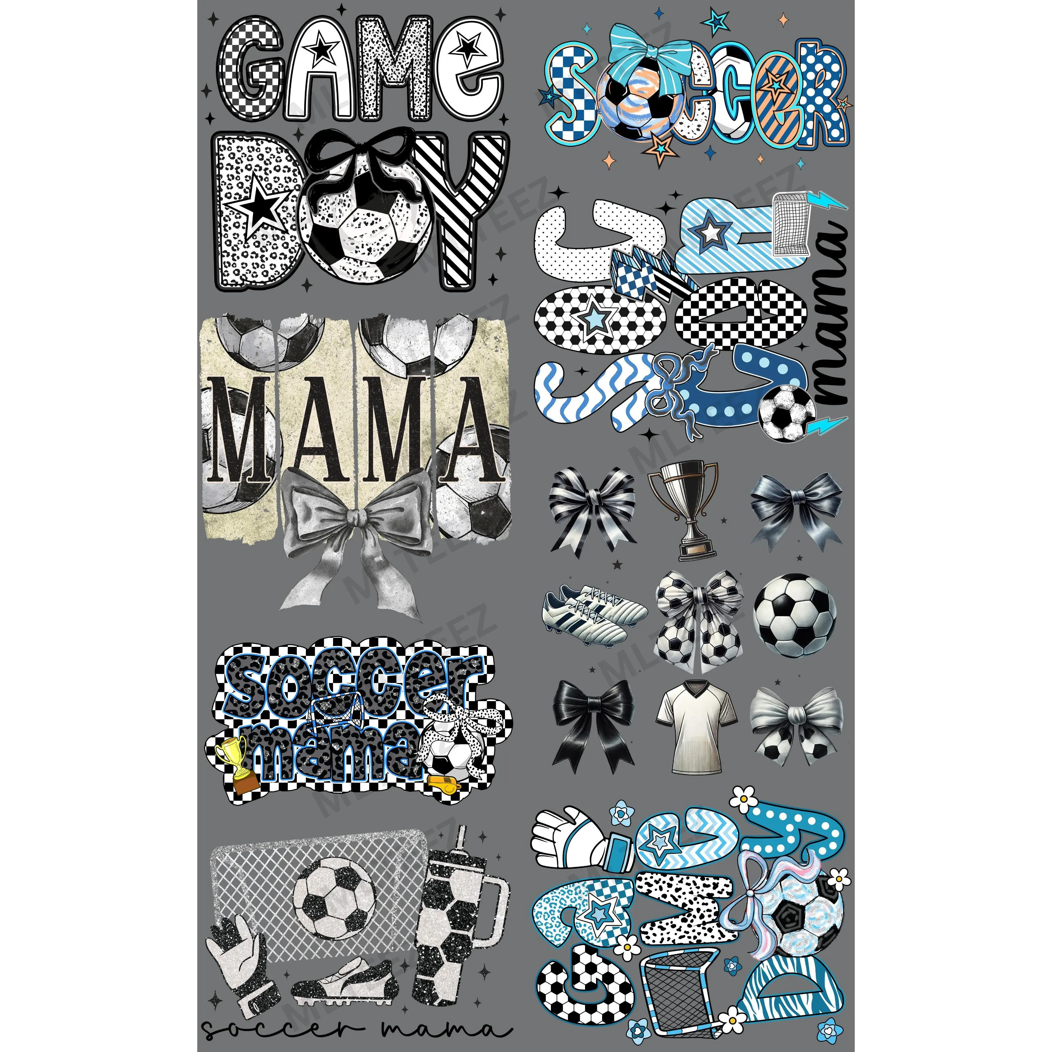 GAME DAY SOCCER PREMADE GANGSHEET  - 22X36  DTF TRANSFERS - DIRECT TO FILM