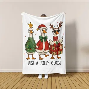 Just A Jolly Goose Blanket Funny Christmas Goose Throw Xmas Decor Christmas Exchange Gift Winter Home Decor Christmas Farm Animals For Dorms Bedroom Couch Perfect Christmas Halloween Birthday Gift
