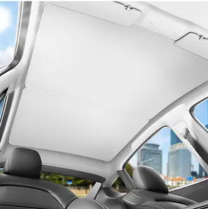 2020-2023 Tesla Model Y Sunshade for Glass Roof, Foldable Sunshade with Storage Bad, Heat Insulation UV Sun Blocking Sunroof