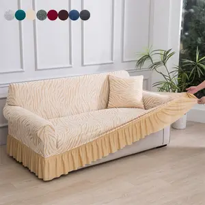 All-season Full Coverage Elastic Jacquard Sofa Cover, Available in Multiple Colors, Fits 1-4 Seat Sofas, Skirted Design for Simple Versatility, Breathable, Durable & Easy to Clean, Creates a Cozy Home Atmosphere, Jacquard Couch Covers (Without Cushions)