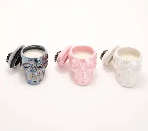 HomeWorx by Slatkin + Co. Set of 3 Mini Skull Candles