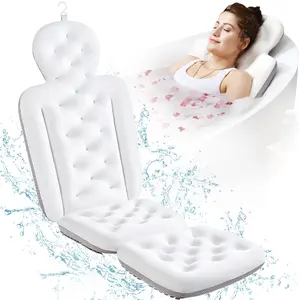 Bath Tub Cushion for Bathtub Full Body - Luxury 5D Air Mesh Bath Pillow with 160 Suction Cups, White Spa Experience (51"x16")