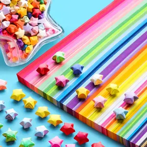 540 Sheets  Gradient Star Shaped Pattern Origami Strips, Used For Folding Lucky Stars, Pentagrams, DIY Handmade Materials, Candy Colored Paper Strips As Gifts, DIY Handmade Craft Art