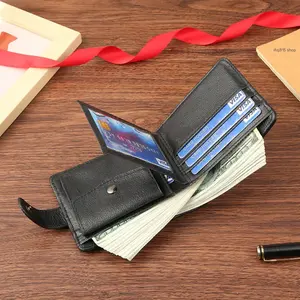 Slim Lightweight PU Leather Bifold Wallet for Men – Compact Travel & Work Wallet with Zipper, Snap Button, Multi-Card Slots & Coin Pocket, Stylish Minimalist Wallet for Daily Use