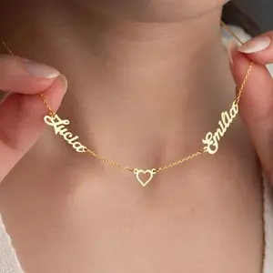 AS030 Personalized Custom Multiple Name Necklaces Stainless Steel Couple Name Necklaces Family Gifts For Mother's Day