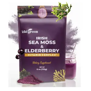 KIKI Green SeaMoss Powder with Elderberry – Immune Boost Elderberry Juice, Organic Vegan Multivitamin Powder for Digestion & Immunity Support