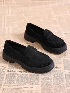 Women's Thick Sole Slip-On Loafers, Casual Low Heel Mary Jane Shoes, Vintage Campus British Style, Suitable for All Seasons
