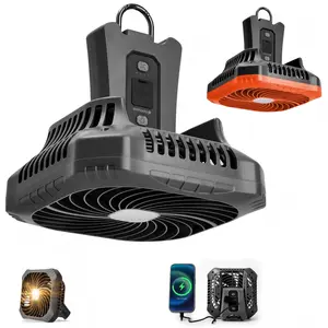 Odoland Portable Quiet Tent Fan with LED Lantern, Max 23H Runtime Rechargeable Camping Fan with Carabiner, 3 Modes Battery Powered Camping Lantern for Camping RV Beach