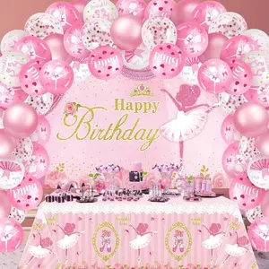 50 Pcs Ballerina Birthday Party Supplies Ballerina Tablecloths Ballet Balloon Ballerina Backdrop Tutu Girl Birthday Party Decorations Pink Ballerina Balloon Arch Kit For Baby Shower Wedding Supplies