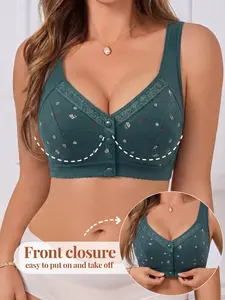 Front Button Bra, old Women ,Convenient Sports Bras Women Cotton Ultra Soft Cup Women Front Closure No Underwire Plus Size Push Up Bra Comfy Supportive Snap Everyday Bras