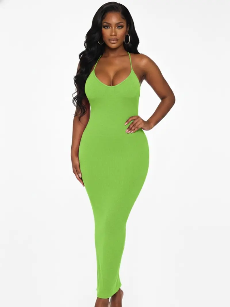 lime green spaghetti strap dress Sexy Lime Green Bandage Dress With Spaghetti Straps Lime Green / L main image 0